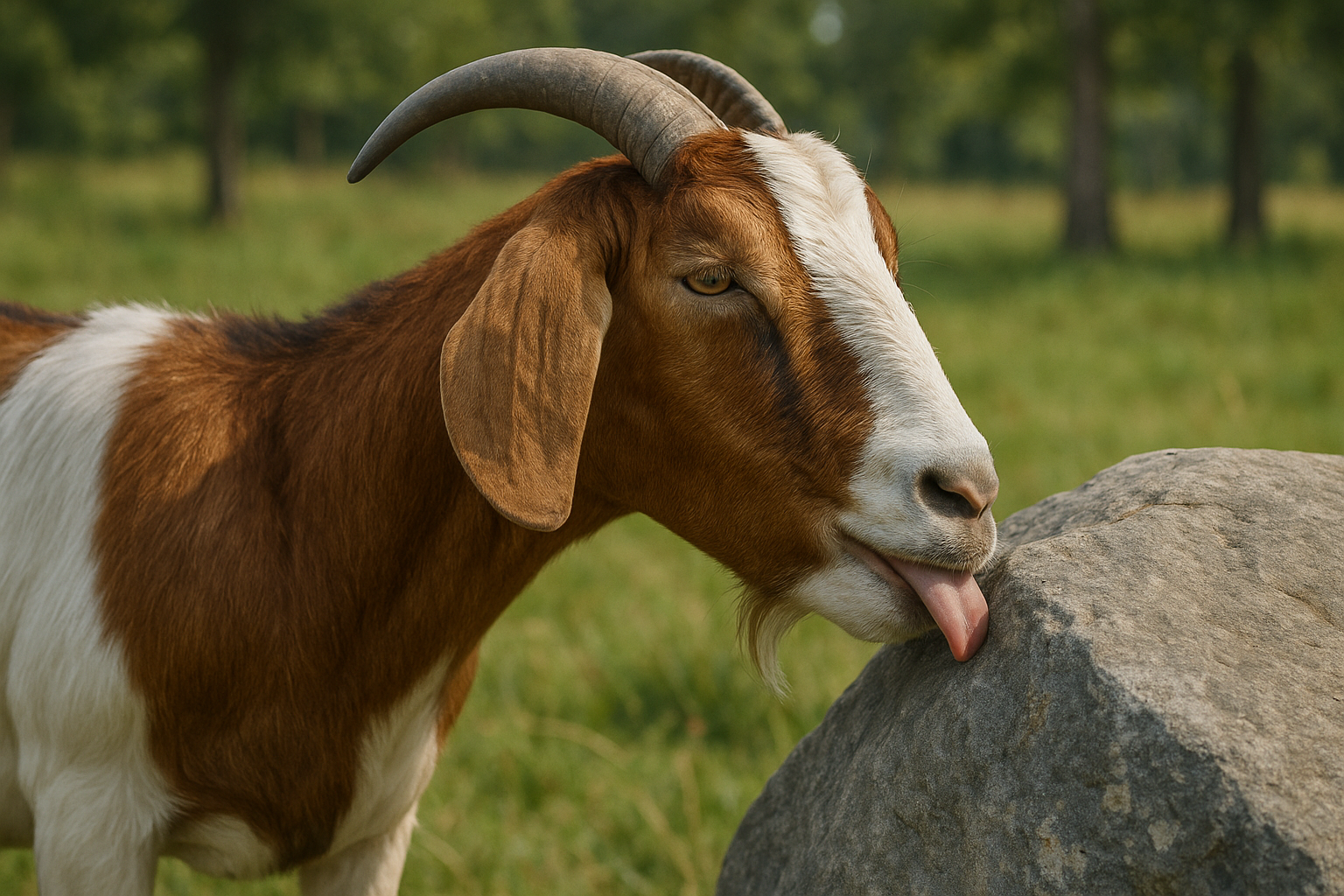 goat licking rock